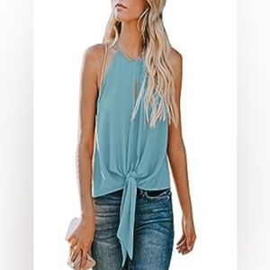 Front Tie Sleeveless Blouse